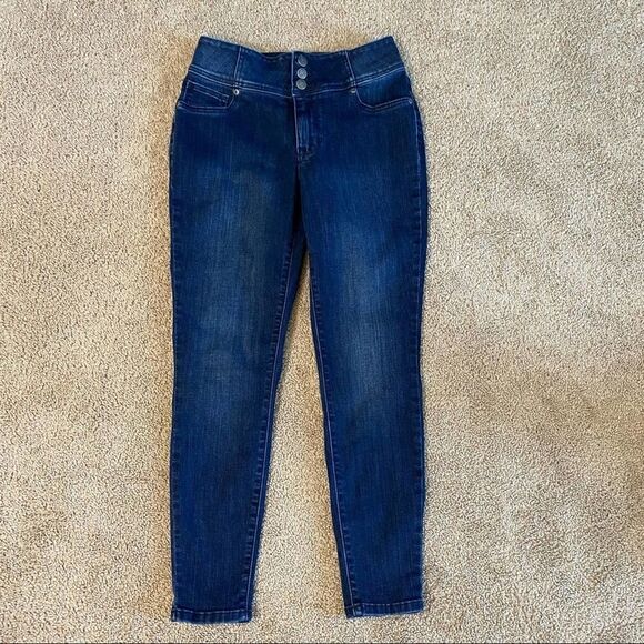 𝅺maurices High Rise Skinny Jeggings Dark Wash Stretch Denim Blue Jeans 26 - Picture 1 of 6